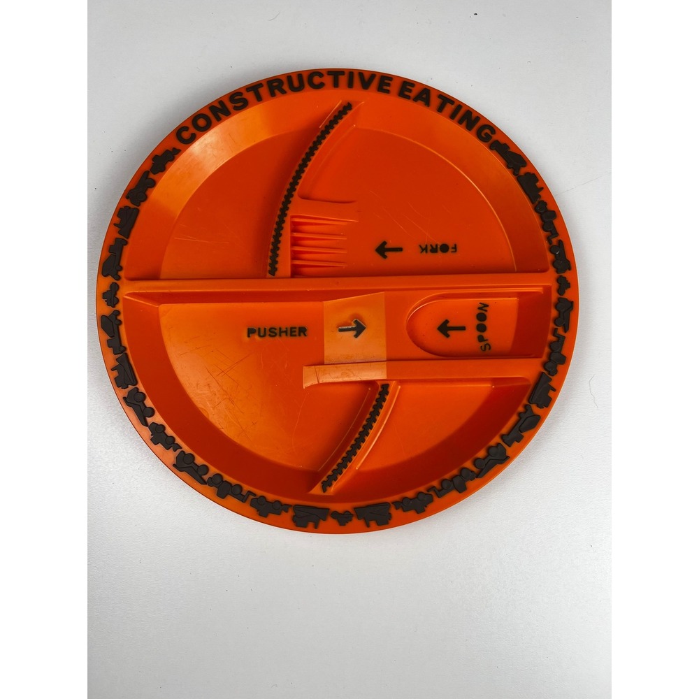Constructive Eating Plate Orange No utensils‎